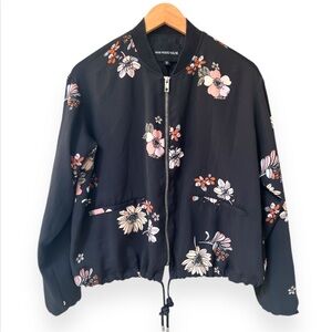 Who What Wear Floral Bomber Jacket | Size Medium | Black | $25.00